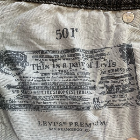 Men’s Levi’s 501 Classic Straight Leg Jean Charcoal Gray Size 29 x 30 - Picture 9 of 9